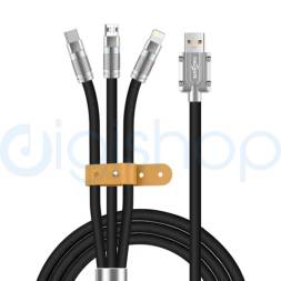 Кабель USB - 3 в 1 [iPhone + MicroUSB + Type-C] Zinc Alloy 120W (черный)